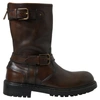 DOLCE & GABBANA BROWN LEATHER MIDCALF MENS BOOTS