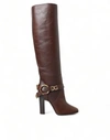 Dolce & Gabbana Brown Leather Zip Up Rider Boots Shoes