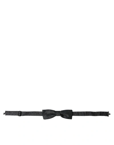 Dolce & Gabbana Grey Polka Dot Silk Adjustable Neck Men Papillon Bow Tie