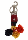 DOLCE & GABBANA MULTICOLOR RAFFIA LEATHER CLASP FINDER CHAIN KEYRING