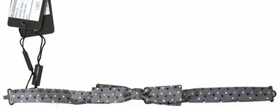 Dolce & Gabbana Grey Polka Dot Silk Adjustable Men Neck Papillon Bow Tie