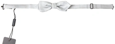 Dolce & Gabbana Grey Silk Adjustable Men Neck Papillon Bow Tie