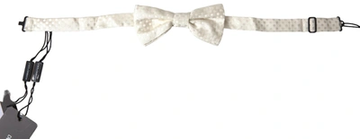 Dolce & Gabbana Ivory Fantasy Pattern Adjustable Neck Papillon Bow Tie In White