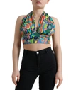 Dolce & Gabbana Multicolor Halter Sleeveless Cropped Tank Top In Multicolor