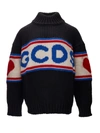 GCDS OVERSIZED BLACK WOOL JUMPER WITH FRONT LOGO