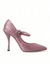 Dolce & Gabbana Pink Strass Crystal Heels Pumps Shoes In Pink