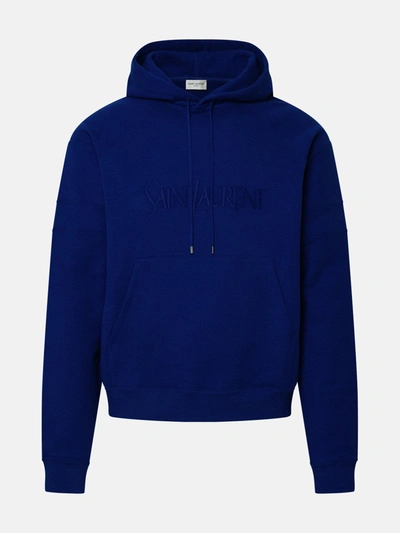 Saint Laurent Hooded Sweatshirt In Blue