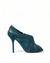 DOLCE & GABBANA TEAL SUEDE LEATHER PEEP TOE HEELS PUMPS SHOES