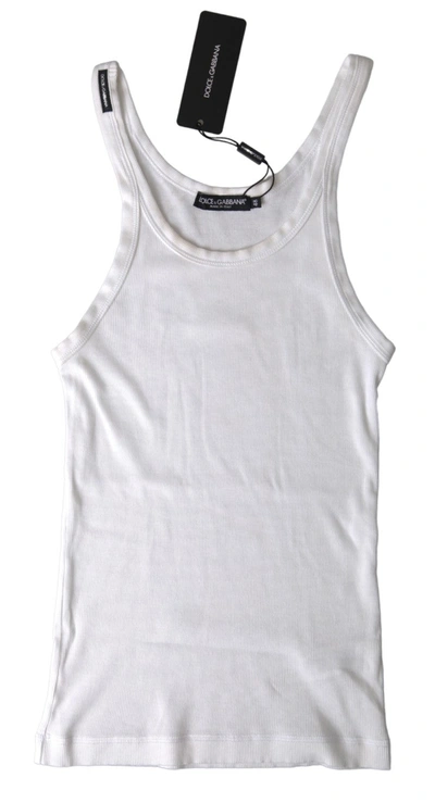 Dolce & Gabbana White Cotton Sleeveless Underwear Tank Top