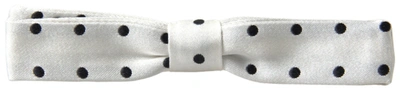 Dolce & Gabbana White Silk Polka Dot Adjustable Neck Men Bow Tie