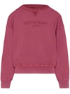 Maison Margiela Reverse Logo Sweatshirt With Hood In Red