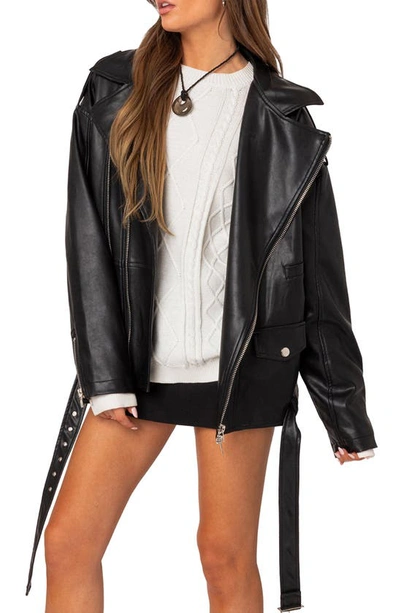 Edikted Women's Wrenley Oversized Faux Leather Jacket In Black