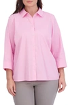 Foxcroft Taylor Long Sleeve Stretch Button-up Shirt In Bubblegum