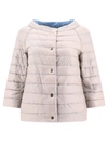 Herno Three-quarter-length Sleeve Puffer Jacket In Grey