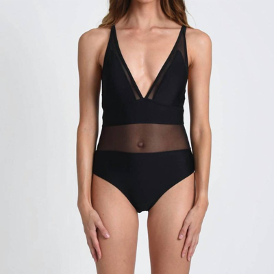Molly Bracken One-piece Swimsuit With Mesh In Black