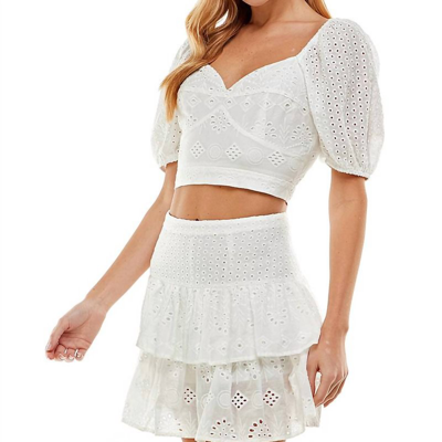 Tcec Eyelet Crop Top In White