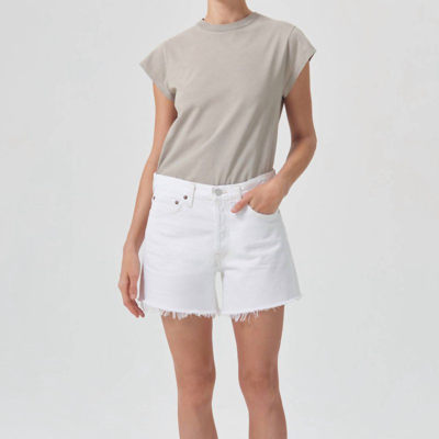 Agolde Parker Long Shorts In White