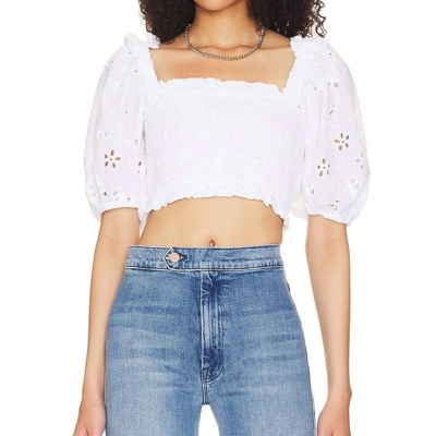 For Love & Lemons Addison Blouse In White