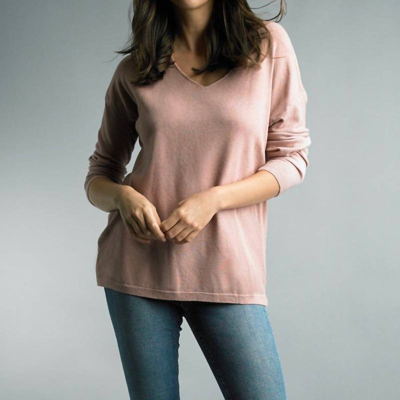 Tempo Paris Knit V-neck Sweater In Pink