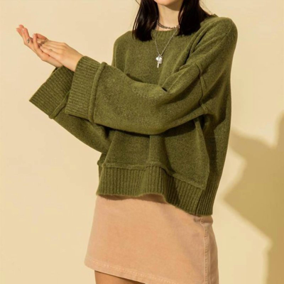 Hyfve Double Zero Wide Sleeve Sweater In Green