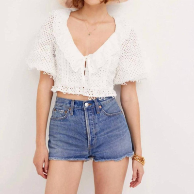 For Love & Lemons Cassie Crop Top In White