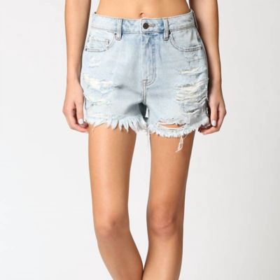 Hidden Jeans Distressed High Rise Shorts In Blue