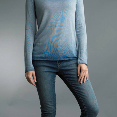 Tempo Paris Long Sleeve Basic Top In Blue