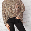 FSL APPAREL LEOPARD TOP WITH ROSE GOLD SEQUIN POCKET TEE