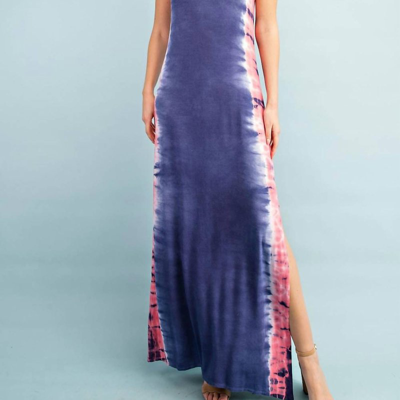 Fsl Apparel Jersey Tie Dye Maxi Dress In Blue