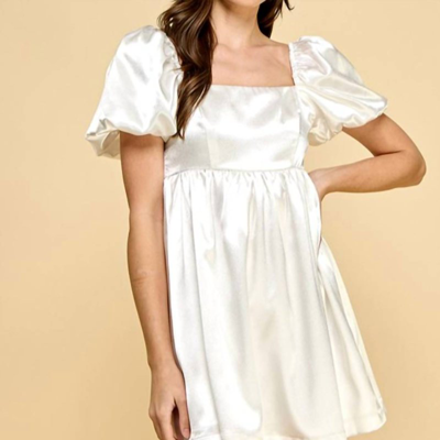 Tcec Satin Babydoll Dress In White
