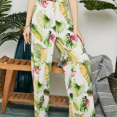 Adora Palm Tree Jumpsuit In White