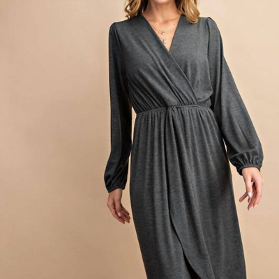 Fsl Apparel Long Sleeve Dress In Grey