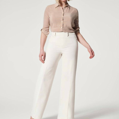 Spanx Seamed Front Wide Leg Jeans In White