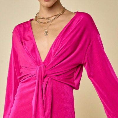 Blue Blush Wrap Mini Dress In Magenta In Pink