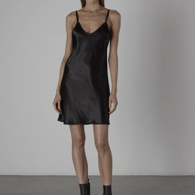 Enza Costa Satin Bias Short Slip Dress In Black