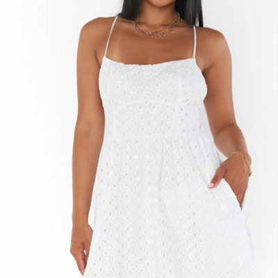 Show Me Your Mumu Out Of Town Mini Dress In White Eyelet
