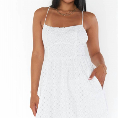 Show Me Your Mumu Out Of Town Mini Dress In White Eyelet In Multi