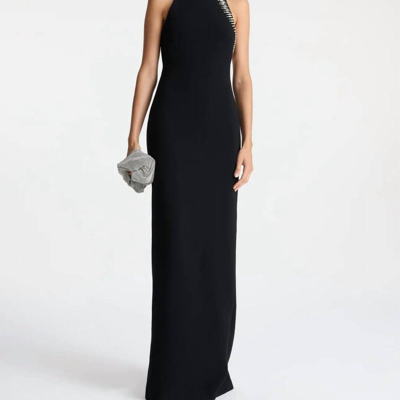 A.l.c Skyler Open-back Crystal-embellished Cady Gown In Black