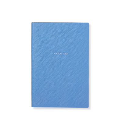 Smythson Cool Cat Chelsea Notebook In Panama In Nile Blue