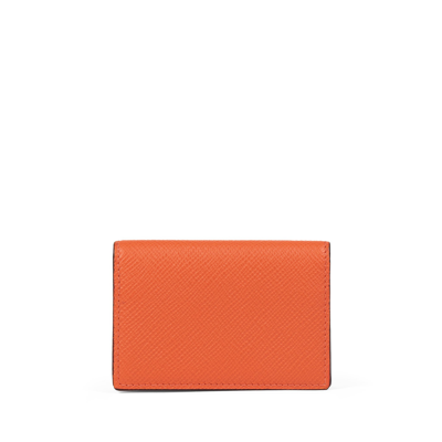 Smythson Folded Card Case With Snap Closure In Panama In Orange