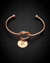 ITALIAN GOLD OVER SILVER 18K ITALIAN ROSE GOLD VERMEIL LOVE KNOT INITIAL BANGLE BRACELET (A-Z)