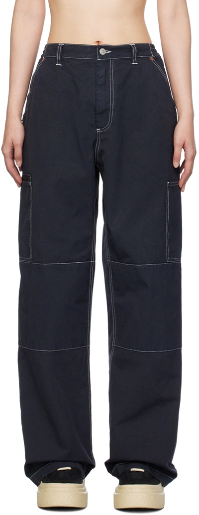 Mm6 Maison Margiela Navy Numeric Signature Trousers In Black