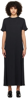 Studio Nicholson Kaplan Pleated Crepe Maxi Dress In Darkest Navy