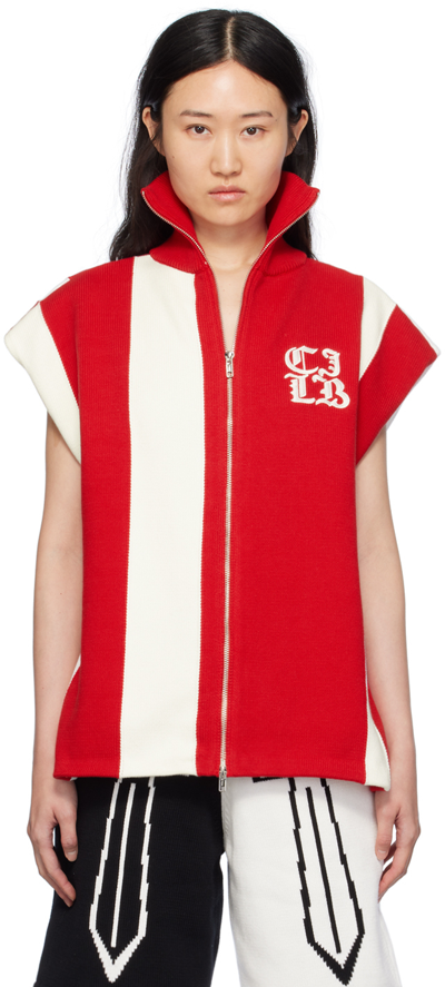 Charles Jeffrey Loverboy Red & White Stripe Vest In Red + Ecru