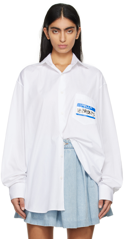 Vetements White 'my Name Is' Shirt