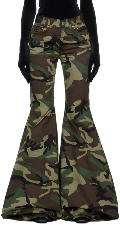 Vetements Green Flared Trousers In Camo