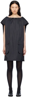 MM6 MAISON MARGIELA BLACK DRAWSTRING MINIDRESS