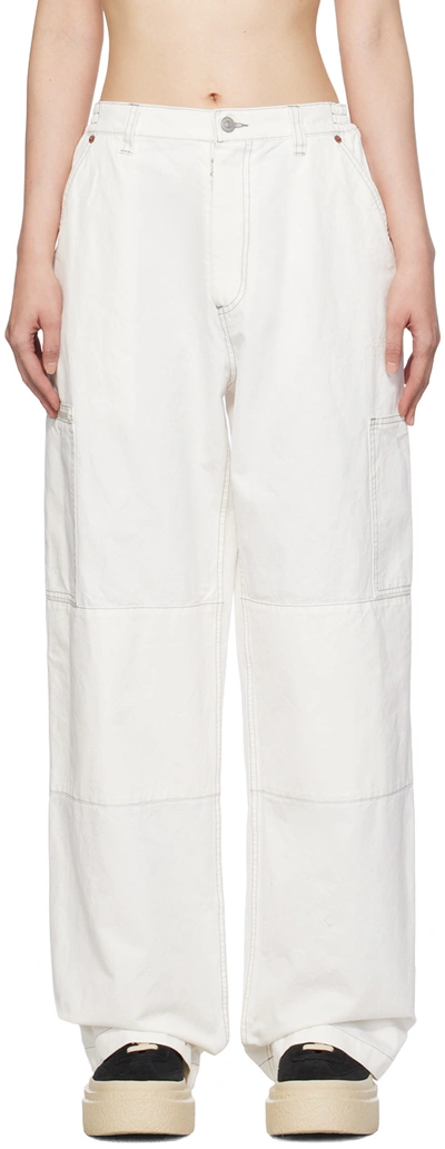 Mm6 Maison Margiela White Numeric Signature Trousers In 102 Off White