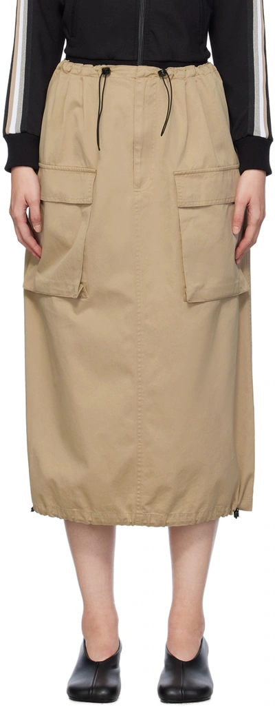 Mm6 Maison Margiela Beige Drawstring Midi Skirt In 113 Beige