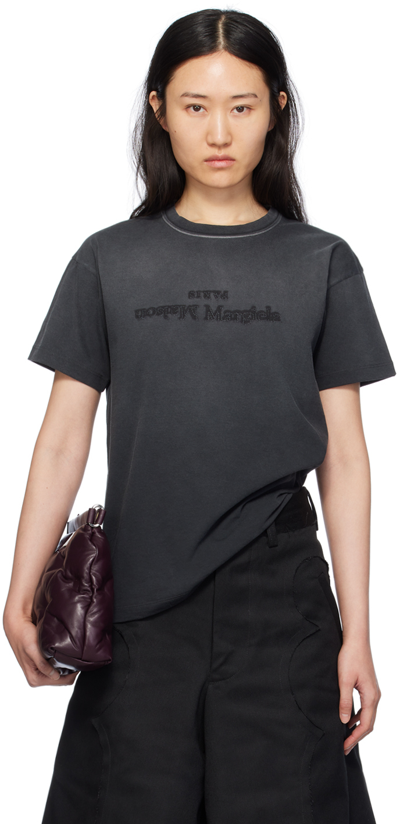 Maison Margiela Elevated Black T-shirt With Distressed Detailing And Signature Logo